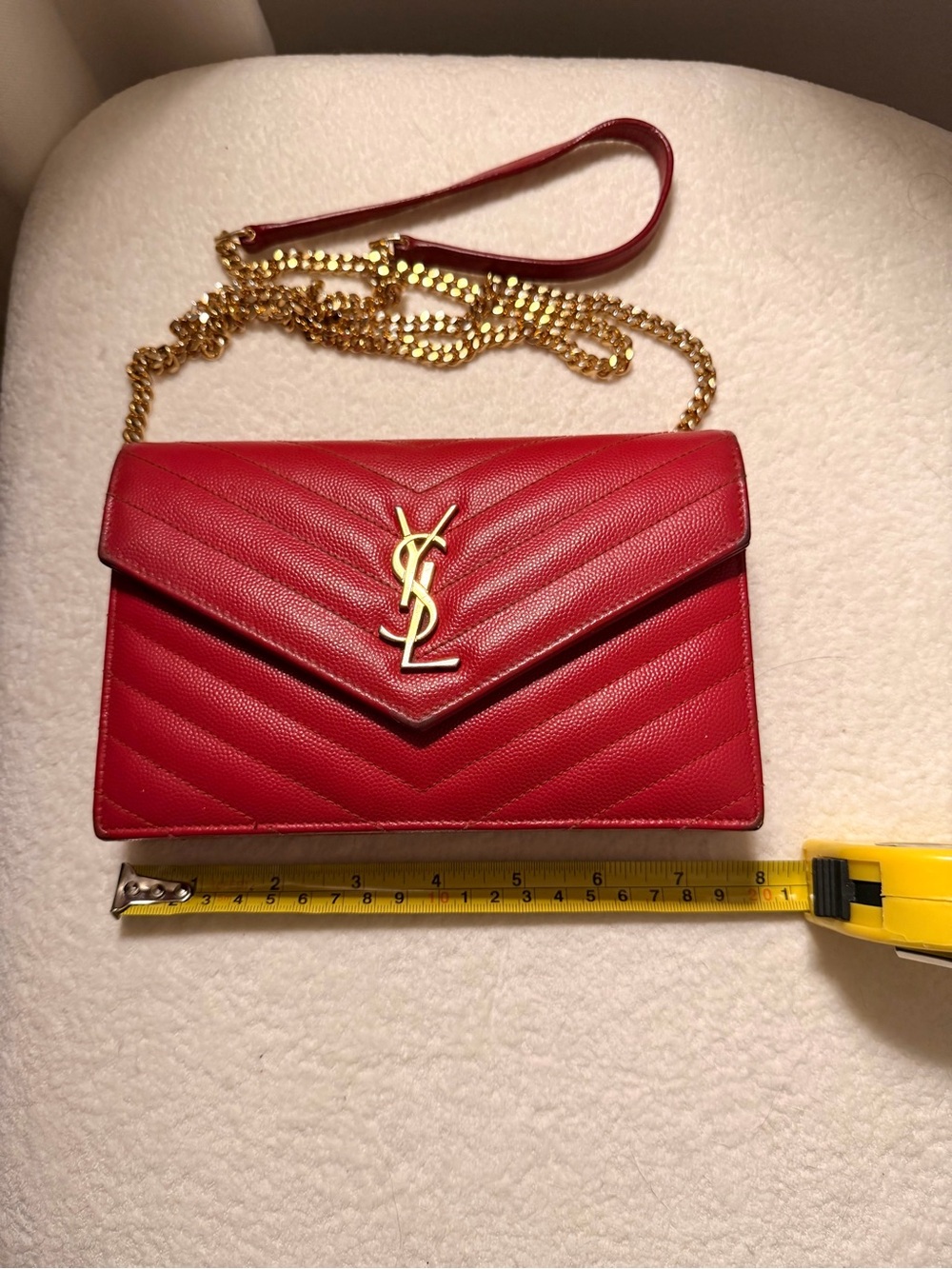 Saint Laurent YSL Monogram Chevron Chain mini bag in Red ❤️ - Picture 2 of 5